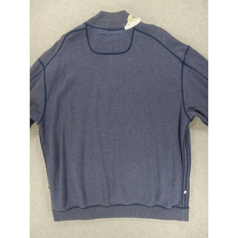 Tommy Bahama 1/4 Zip MARLIN Reversible Pullover Sweater‎ (Men's XL) Blue
